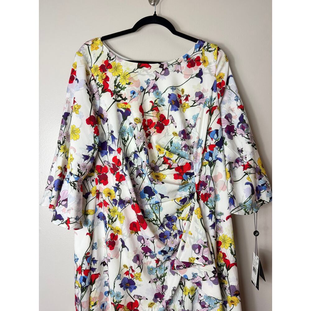 ADRIANNA PAPELL NWT DRESS WEDDING GUEST COCKTAIL SHORT FLORAL GARDEN PARTY PLUS - Picture 7 of 13